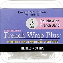 Nageltips French Wrap - Dashing Diva French Wrap Plus Double Wide White 50 Tips Size 3 — Bild N1