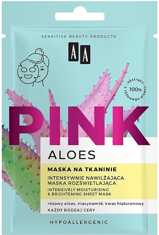 Feuchtigkeitsspendende und aufhellende Tuchmaske - AA Aloes Pink Intensively Moisturising & Brightening Sheet Mask — Bild N1