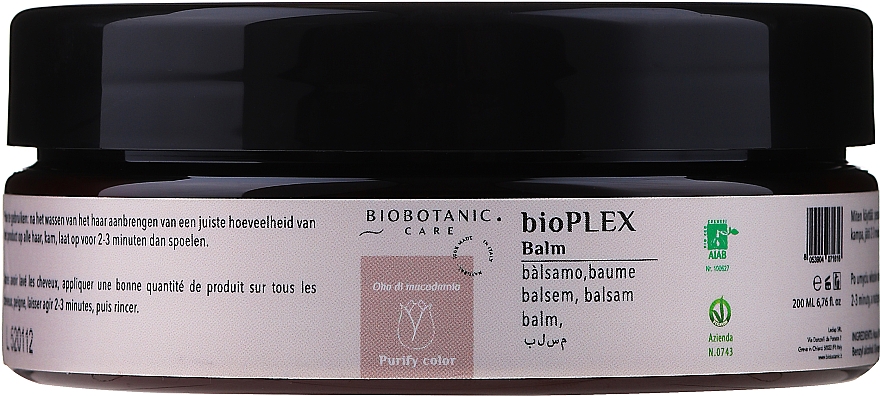 Revitalisierende Haarspülung mit Macadamiaöl - BioBotanic bioPLEX Balm — Bild N1
