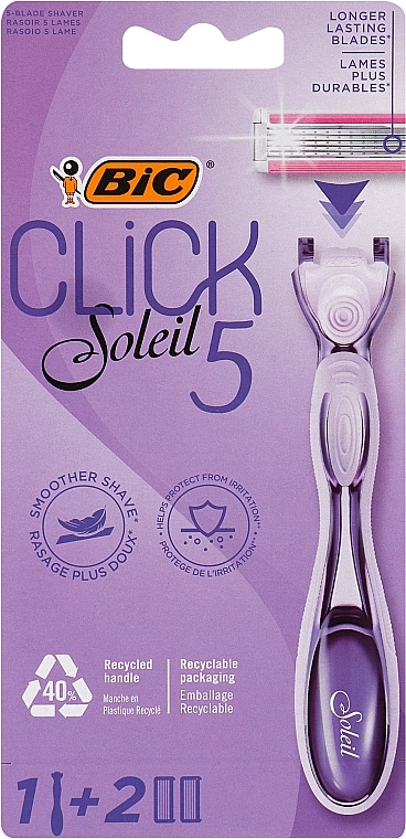 Damenrasierer mit 2 Ersatzklingen - Bic Click 5 Soleil Sensitive — Bild N1