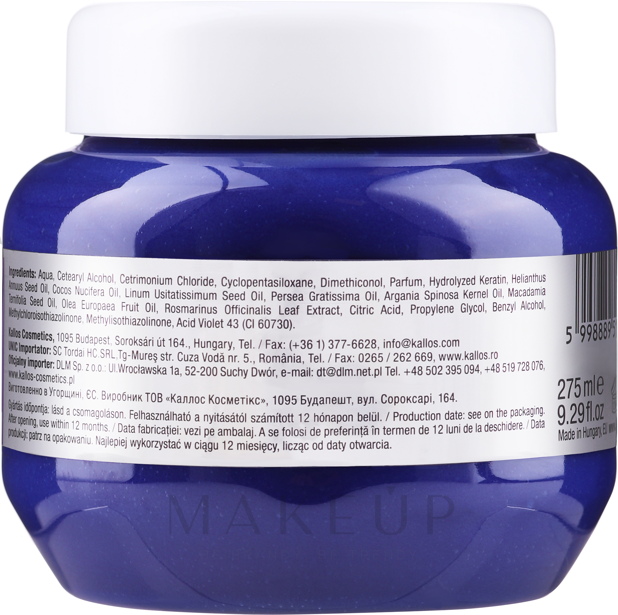 Anti-Gelbstich Haarmaske - Kallos Cosmetics Coloring Hair Mask Silver Reflex — Foto 275 ml