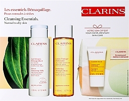 Gesichtspflegeset - Clarins Cleansing Essentials for Normal Skin (Gesichtsmilch 200ml + Gesichtslotion 200ml + Gesichtspeeling 15ml + Kosmetiktasche)  — Bild N1