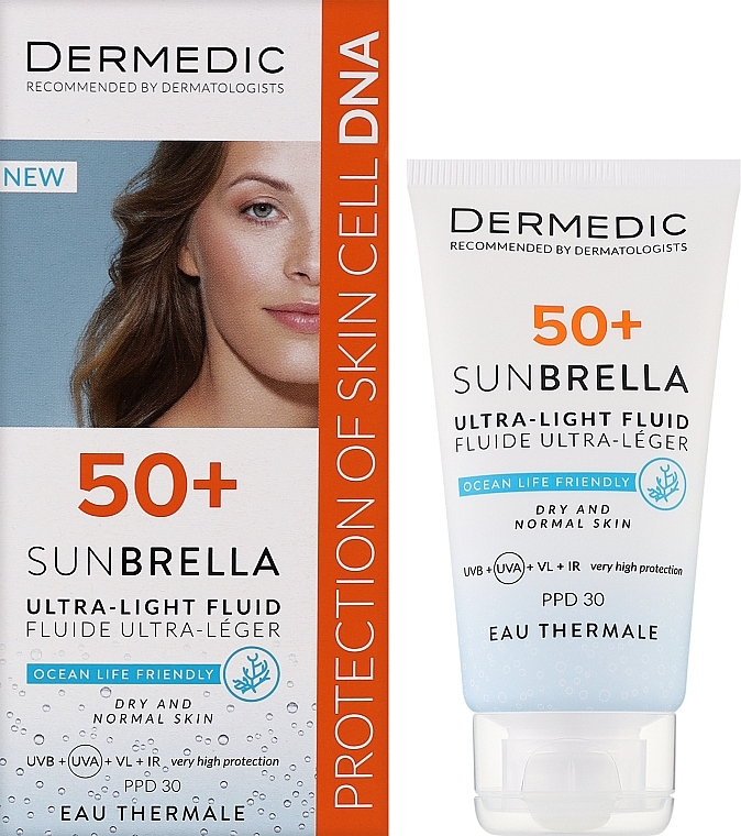 Ultraleichte Schutzcreme für trockene und normale Haut SPF 50+ - Dermedic 50+ Sunbrella Ultra-light Fluid — Bild N2