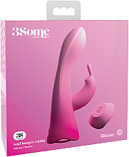 Hase-Vibrator mit abnehmbarem Saugnapf und magnetischer Fernbedienung pink - PipeDream Threesome Wall Banger Rabbit Pink — Bild N1