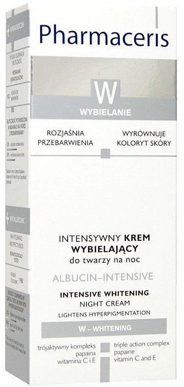Intensiv aufhellende Nachtcreme für das Gesicht - Pharmaceris W Albucin Intensive Skin Lightening Cream — Bild N2