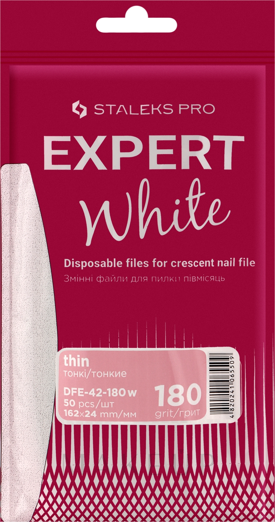 Ersatzfeilenblätter Halbmond weiß 180 Körnung 50 St. - Staleks Pro Expert 42 White (50 St.) — Bild 50 St.