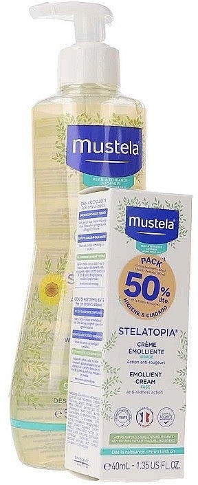 Körperpflegeset für Babys - Mustela Bebe Stelatopia (Reinigungsöl 500ml + Aufweichende Creme 40ml) — Bild N1