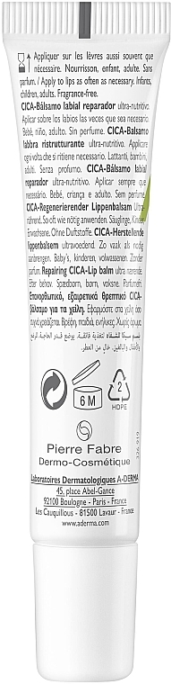 Lippenbalsam - A-Derma Dermalibour Reparing Cica Lip Balm — Bild N2