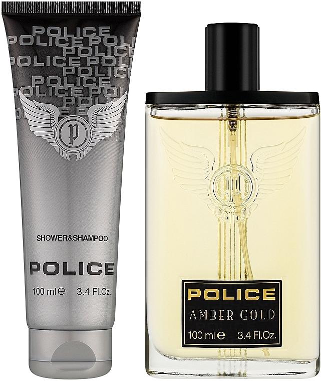 Duftset (Eau de Toilette 100ml + Shampoo 100ml)  - Police Amber Gold Man  — Bild N2