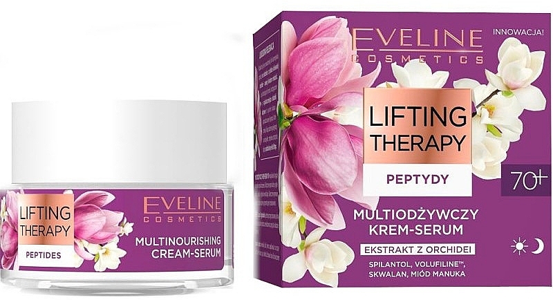 Multi-nährendes Creme-Serum für das Gesicht - Eveline Lifting Therapy Peptidy 70+ — Bild N1