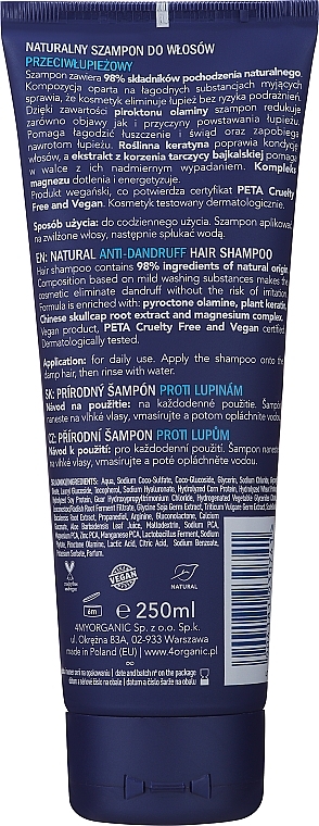 Natürliches Anti-Shuppen Shampoo - 4Organic Men Power Anti-Dandruff Natural Shampoo — Bild N2