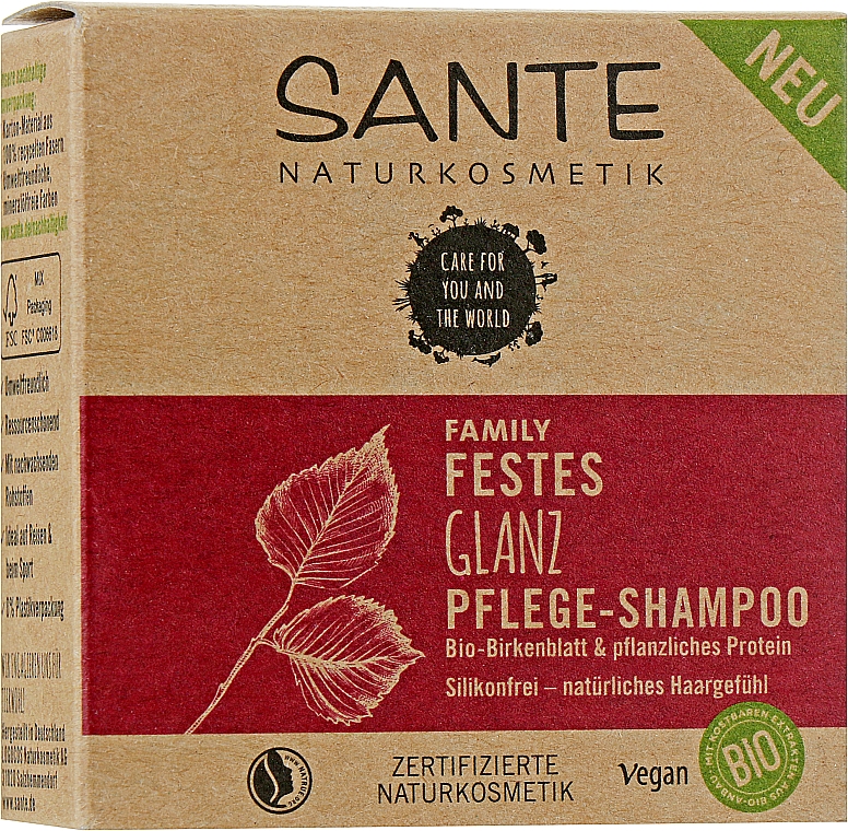Festes Shampoo hart für nährende und glänzende Haare mit Pflanzenproteinen und Birkenblättern - Sante — Bild N2