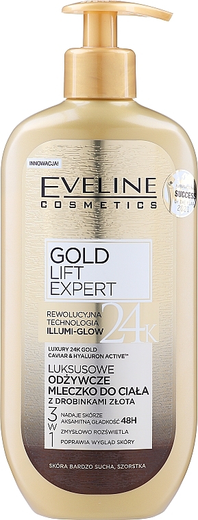 Körperlotion mit Goldpartikeln für trockene Haut - Eveline Cosmetics Luxury Expert 24K Gold Body Milk — Bild N1