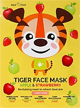 Düfte, Parfümerie und Kosmetik Revitalisierende und erfrischende Tuchmaske für das Gesicht mit Apfel- und Erdbeerextrakt - 7th Heaven Face Food Tiger Face Mask Apple & Strawberry