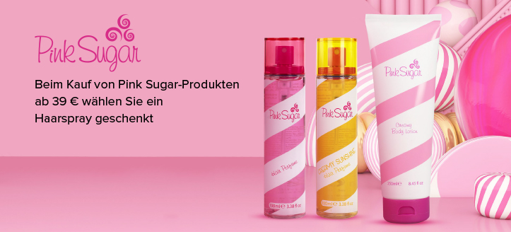 Beim Kauf von Pink Sugar-Produkten ab 39 € wählen Sie ein Haarspray geschenkt