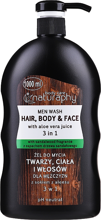 Gelshampoo für Körper, Haar und Gesicht mit Aloe Vera - Bluxcosmetics Naturaphy Men