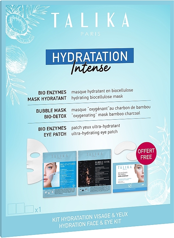 GESCHENK! Gesichtspflegeset - Talika Hydration Intense Face & Eye Kit (Gesichtsmaske 20g + Gesichtsmaske 25g + Augenpatches 1x2 St.) — Bild N1