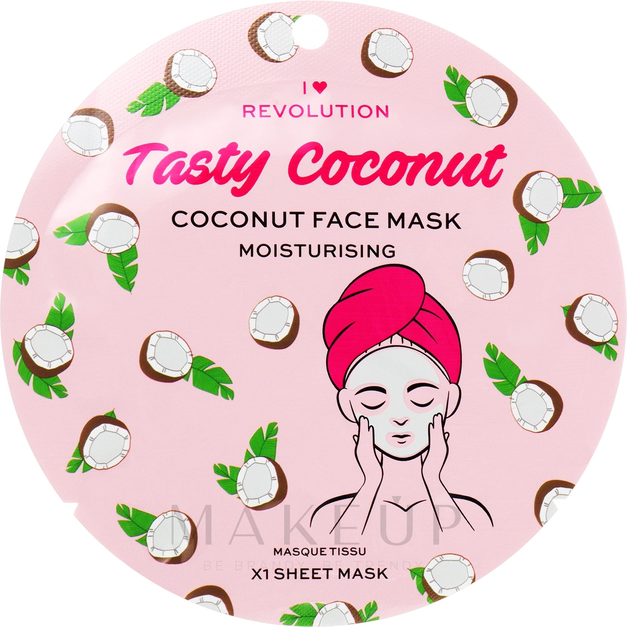 Feuchtigkeitsspendende Tuchmaske für das Gesicht mit Kokosnuss - I Heart Revolution Coconut Moisturising Printed Sheet Mask — Bild 2 g