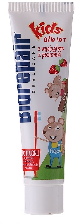 Fluoridfreie Kinderzahnpasta 0-6 Jahre mit Erdbeergeschmack - BioRepair Junior Topo Gigio Cartoon