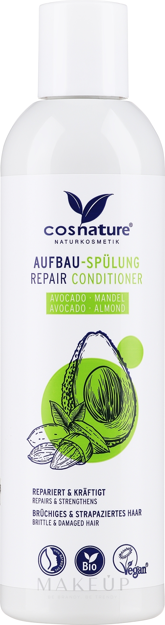 Regenerierende und kräftigende Haarspülung mit Avocado und Mandel für strapaziertes und brüchiges Haar - Cosnature Repair Conditioner Almond & Organic Avocado — Bild 250 ml