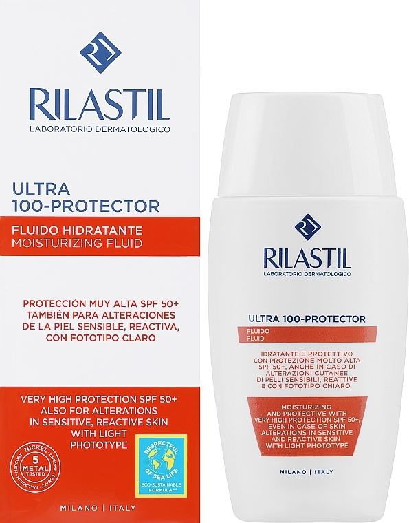 Feuchtigkeitsspendende Sonnenschutzcreme für das Gesicht - Rilastil Sun System Ultra Protective Fluid SPF 100  — Bild N2