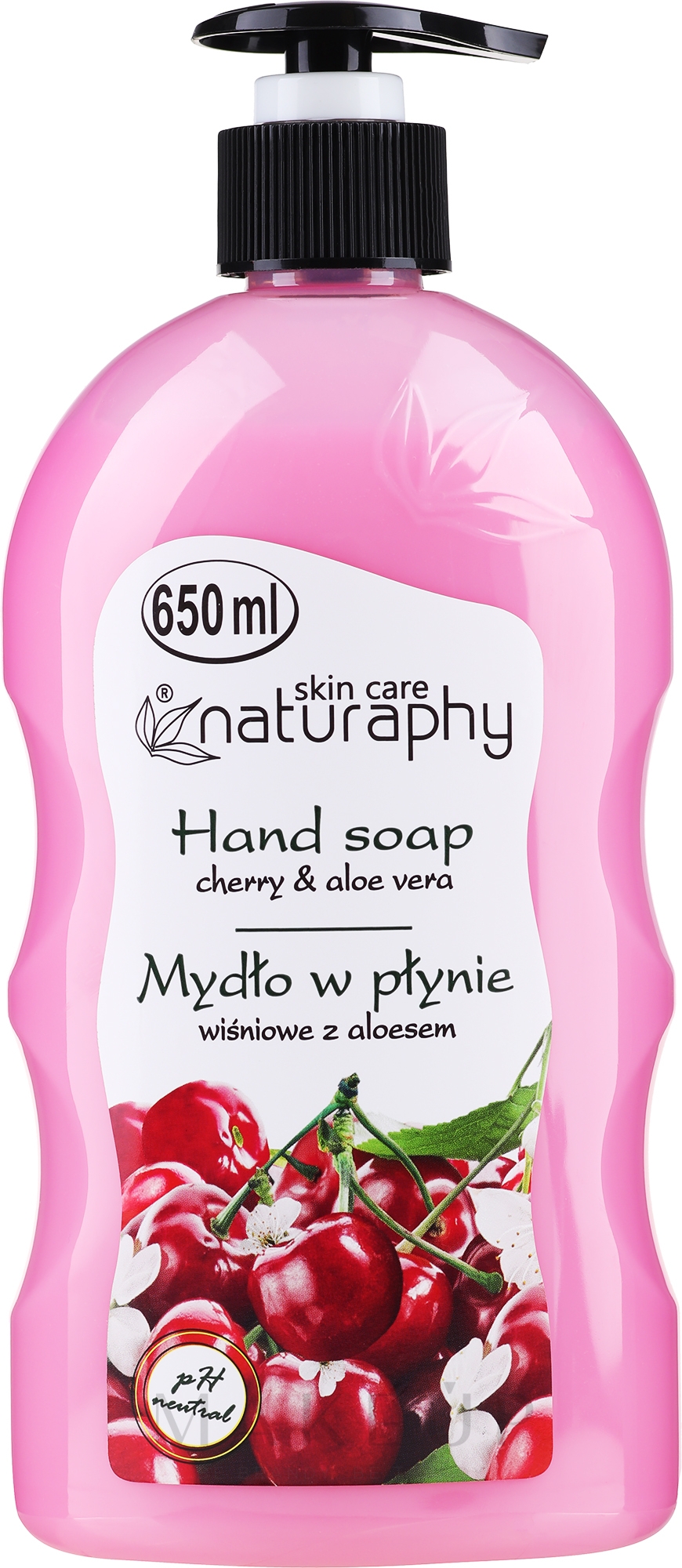 Flüssigseife mit Kirsche und Aloe Vera-Extrakt - Naturaphy Hand Soap — Bild 650 ml