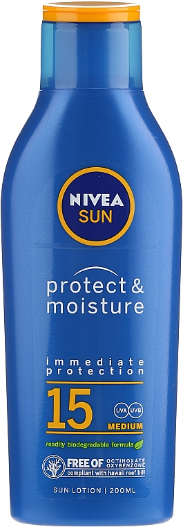 Feuchtigkeitsspendende Sonnenmilch LSF 15 - Nivea Sun Protect & Moisture Sun Lotion SPF15 — Bild N3