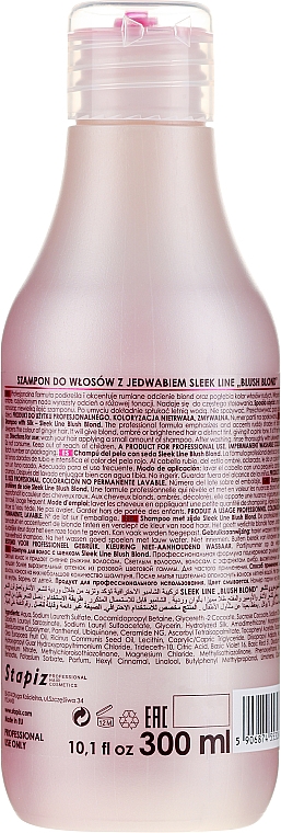 Shampoo für rosa Farbtöne für blondes, aufgehelltes und graues Haar - Stapiz Sleek Line Blush Blond Shampoo — Bild N2