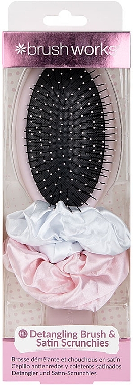 Haarset - Brushworks Detangling Brush & Satin Scrunchies (Haarband 2 St. + Haarbürste)  — Bild N1