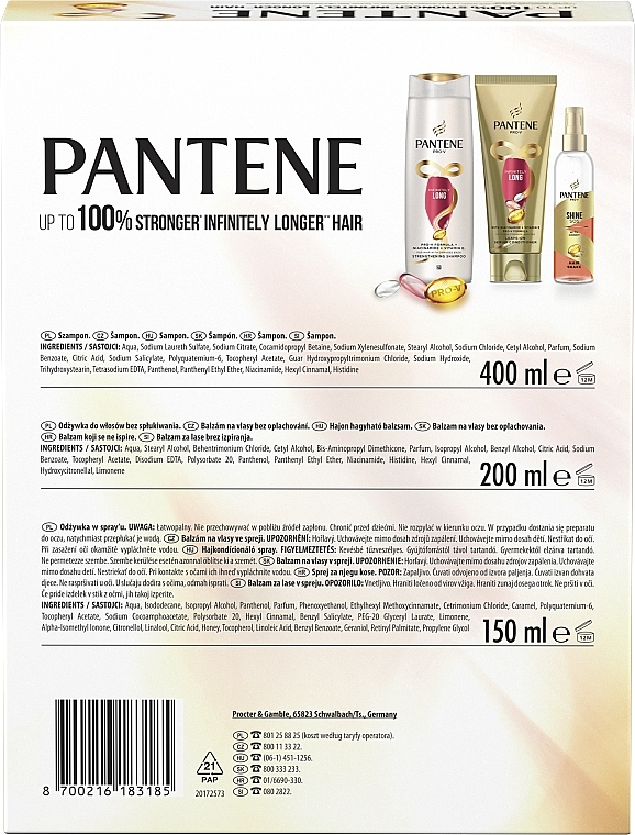 Haarpflegeset - Pantene Infinitely Long Set (Shampoo 400ml + Conditioner 200ml + Haarserum 150ml) — Bild N3