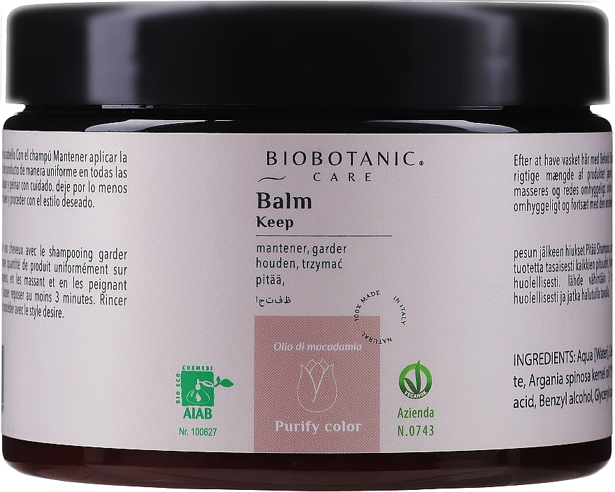 Haarspülung-Maske mit Aloe-Saft für gefärbtes Haar - BioBotanic Purify Color Keep Balm — Bild N3
