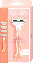 Düfte, Parfümerie und Kosmetik Damenrasierer mit 4 Ersatzklingen - Gillette Venus Smooth Sensitive