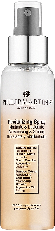 Revitalisierende 2-Phasen Haarbehandlung mit Bambusextrakt, Sheabutter und Krambeöl - Philip Martin's Revitalizing Spray Hydrating and Glossing — Bild N1