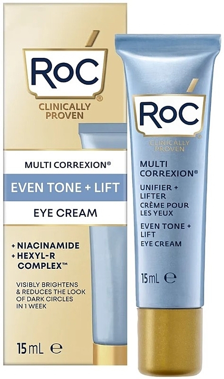 Glättende und aufhellende Augencreme gegen Falten und dunkle Augenringe  - RoC Multi Correxion Even Tone & Lift Eye Cream	 — Bild N1