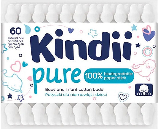 Wattestäbchen für Babies und Kinder 60 St. - Kindii Pure Cotton Buds — Bild N1