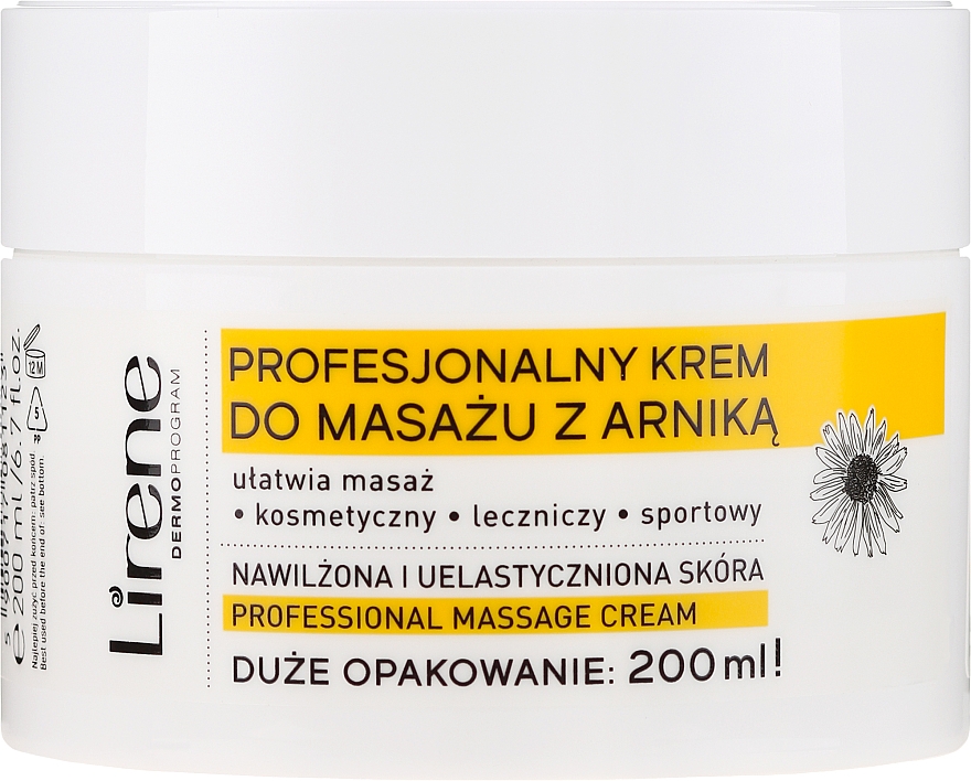 Feuchtigkeitsspendende Massagecreme mit Arnikaextrakt - Lirene Professional Massage Cream — Bild N1