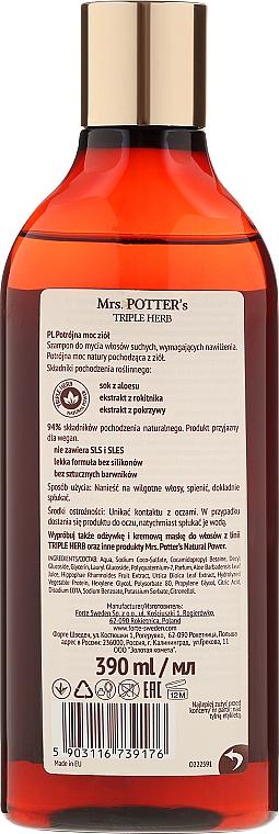Feuchtigkeitsspendendes Shampoo für trockenes Haar - Mrs. Potter's Helps To Hydrate Shampoo — Bild N2