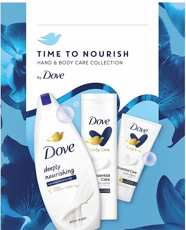 Körperpflegeset - Dove Time To Nourish (Duschgel 250ml + Körperlotion 250ml + Handcreme 75ml) — Bild N1