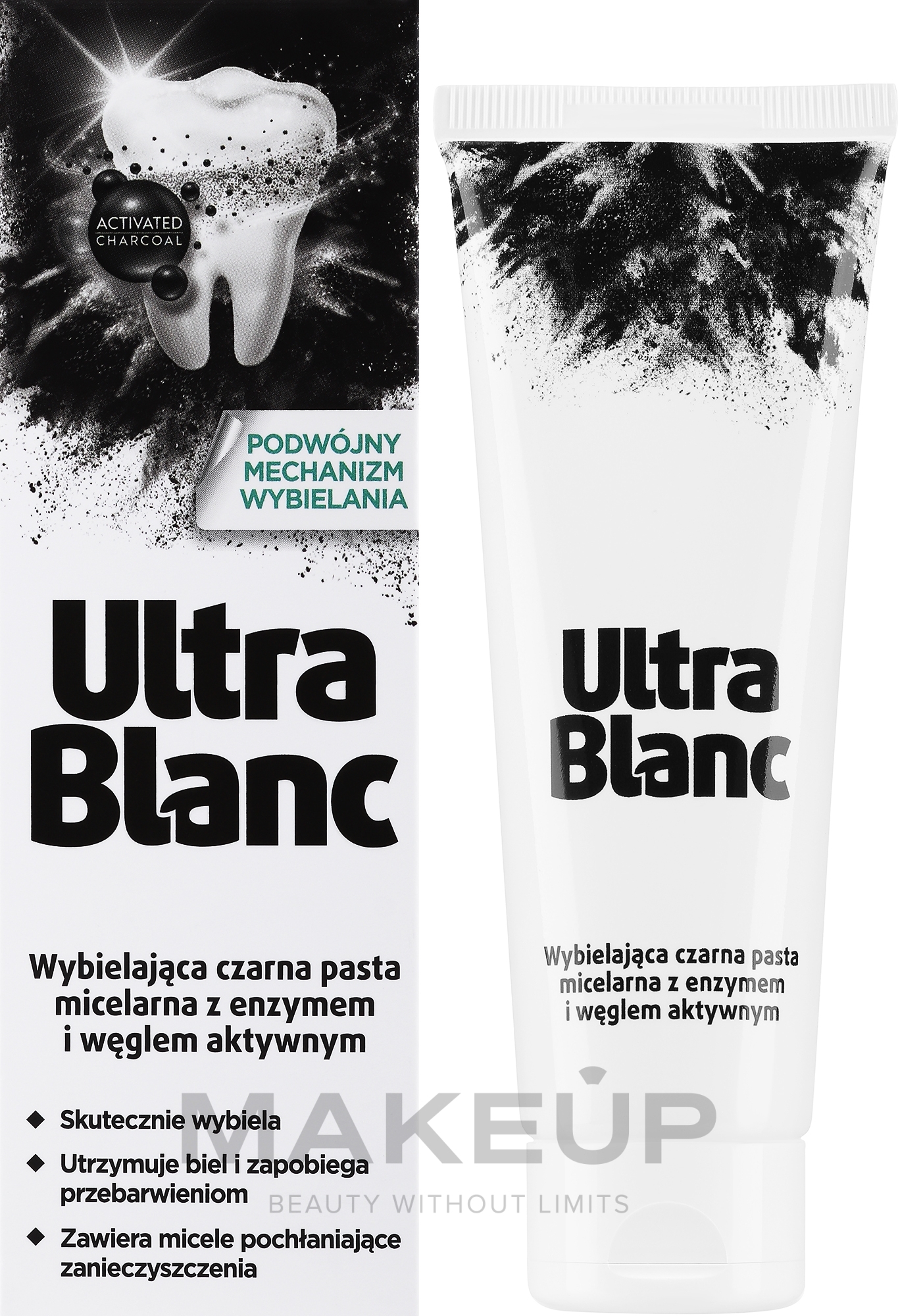 Aufhellende Zahnpasta mit Aktivkohle - Ultrablanc Whitening Active Carbon Coal Toothpaste — Bild 75 ml