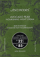 GESCHENK! Nährende Gesichtscreme für die Nacht - Antipodes Avocado Pear Nourishing Night Cream (Probe)  — Bild N1