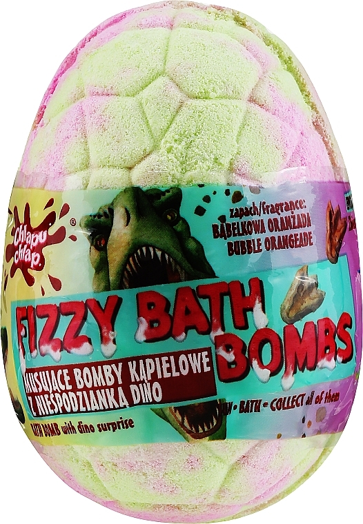 Badebombe Dino grün-rosa mit Orangeduft - Chlapu Chlap Dino Bubble Orangeade Fizzy Bath Bombs — Bild N1