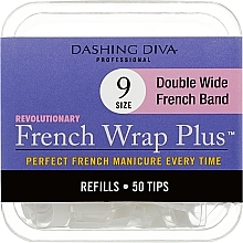 Nageltips French Wrap - Dashing Diva French Wrap Plus Double Wide White 50 Tips Size 9 — Bild N1