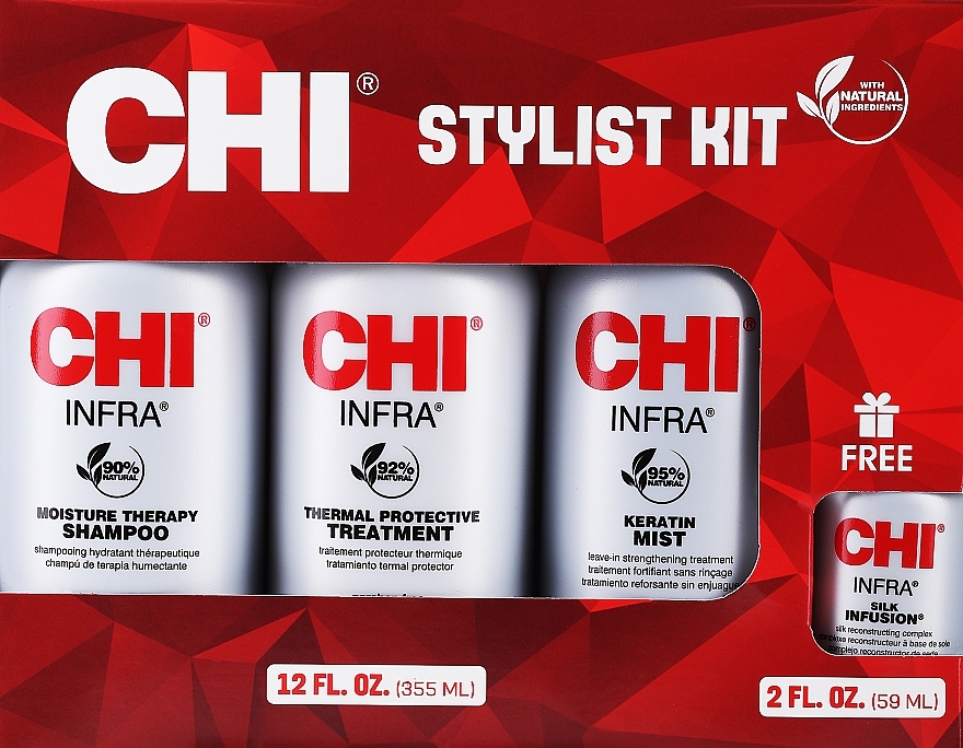 Haarpflegeset - CHI Stylist Kit (Shampoo 355ml + Conditioner 355ml + Mist 355ml + Flüssigseide 59ml)  — Bild N1