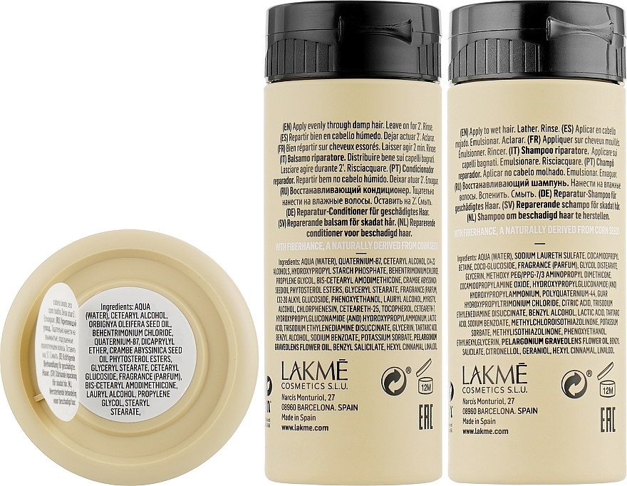 Regenerierendes Pflegeset für trockenes oder geschädigtes Haar - Lakme Teknia Deep Care (Shampoo 100ml + Conditioner 100ml + Haarmaske 50ml) — Bild N3