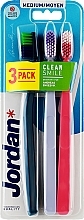 Zahnbürste mittel dunkelblau + lila + rosa 3 St. - Jordan Clean Smile Medium  — Bild N1