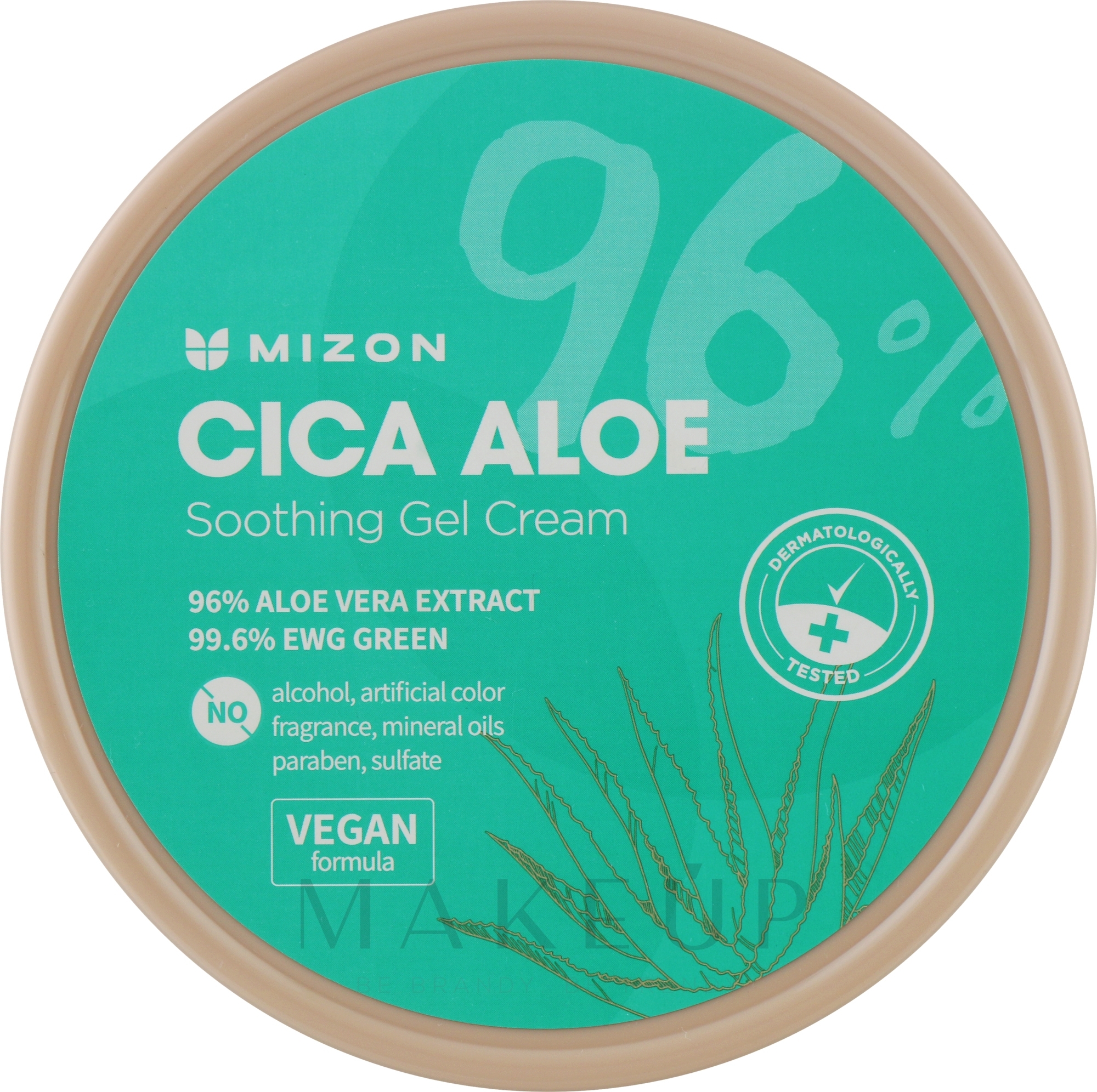 Beruhigende Gel-Creme für Gesicht und Körper mit Aloe - Mizon Cica Aloe 96% Soothing Gel Cream — Bild 300 g