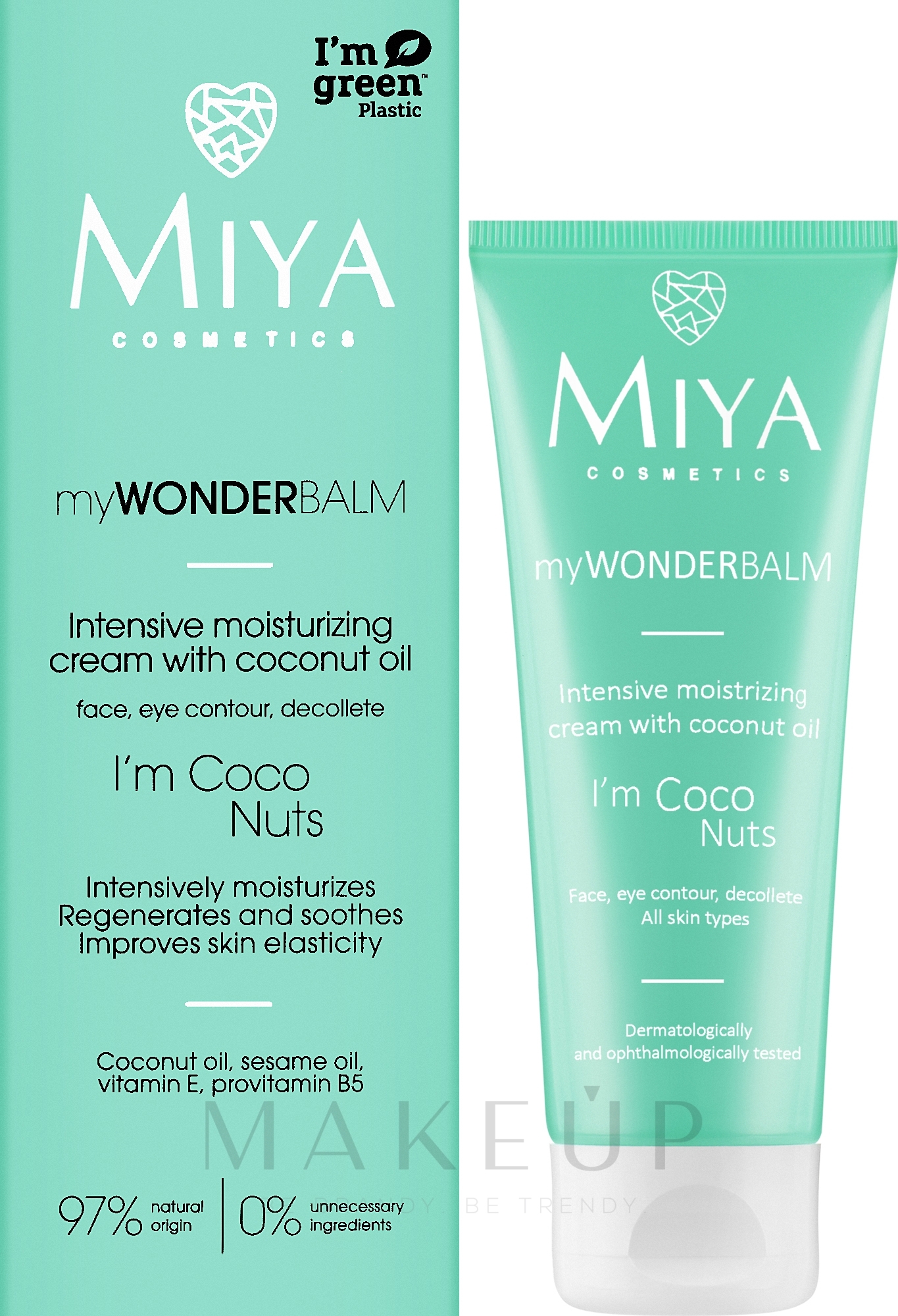 Intensiv feuchtigkeitsspendende Gesichtscreme mit Kokosöl - Miya Cosmetics My Wonder Balm I’m Coco Nuts Face Cream — Bild 75 ml