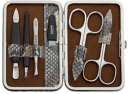 Maniküre-Set 6-tlg. braun-grau mit Schlangenmuster - DuKaS Premium Line PL 126HSH — Bild N2