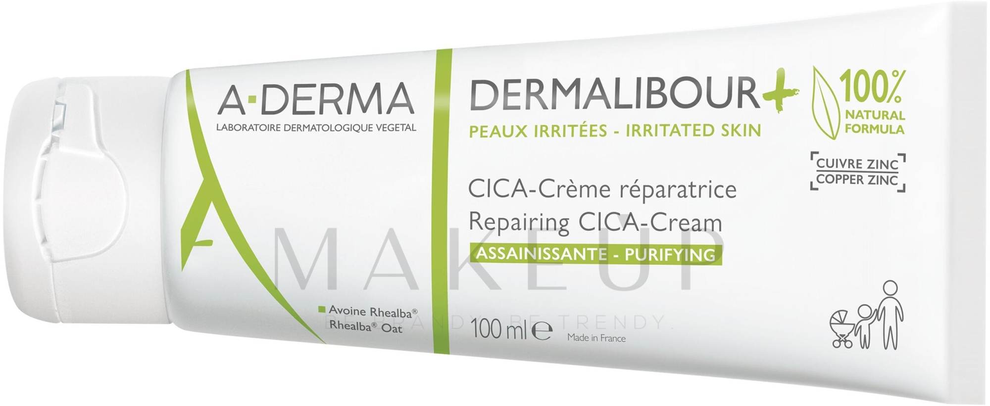 Regenerierende und beruhigende Körpercreme für gereizte Haut - A-Derma Dermalibour + Repairing CICA-Cream — Bild 100 ml