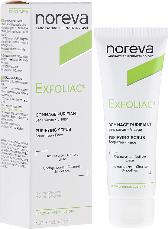Reinigendes und glättendes Gesichtspeeling zur Porenreinigung - Noreva Laboratoires Exfoliac Purifying Scrub — Bild N1